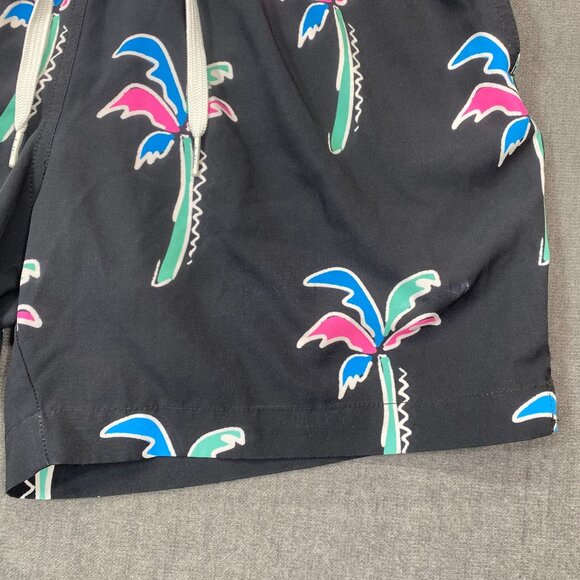 Chubbies Mens Medium Swim Trunks 5.5" Inseam Black Palm Tree Print Mesh Lining - Picture 7 of 16